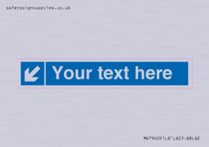 Custom Mandatory directional sign, blue arrow down and left